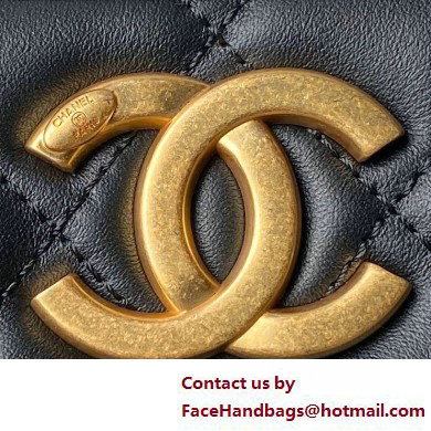 Chanel Calfskin & Gold-Tone Metal Hobo Handbag AS4532 Black 2025